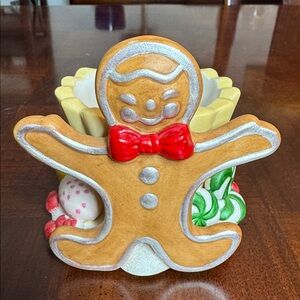 Vintage Partylite Gingerbread Man Votive Holder Peppermint Candies